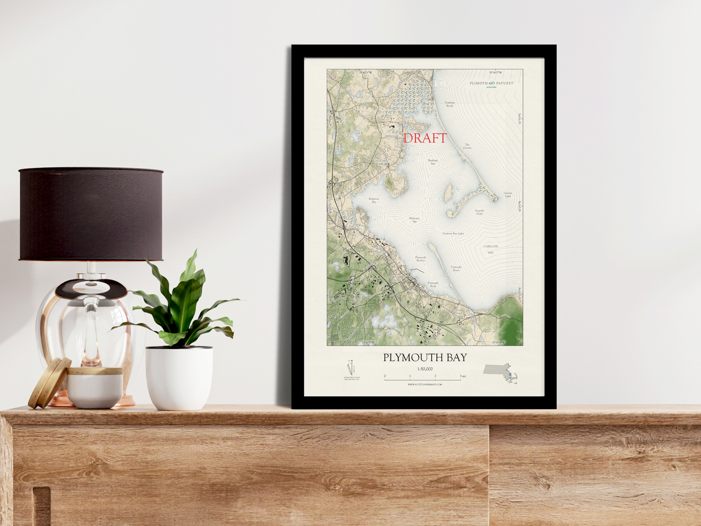 Plymouth Bay Massachusetts VINTAGE Map Art Print 042025