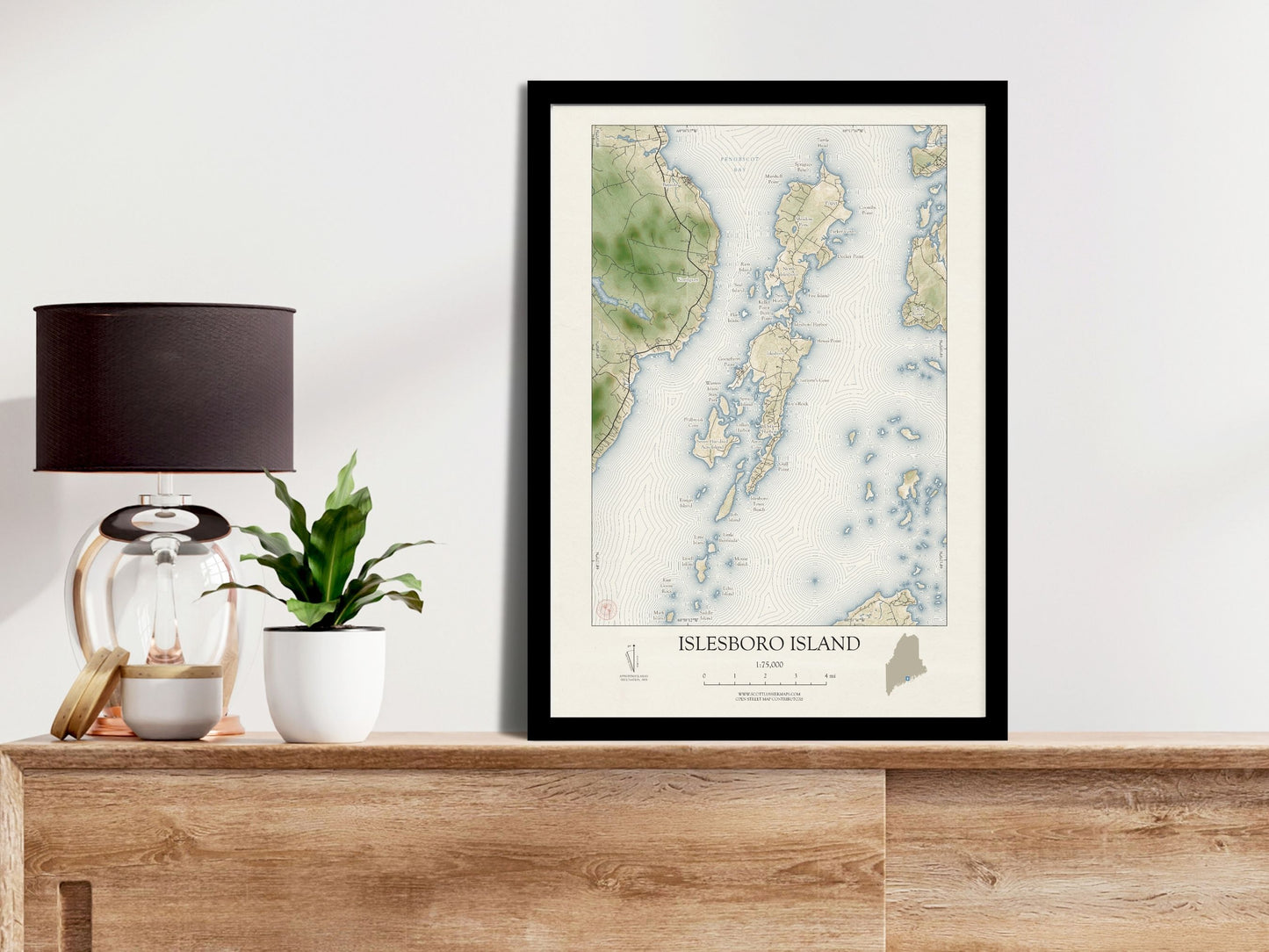 Isleboro Maine Map VINTAGE Style Art Print 0225