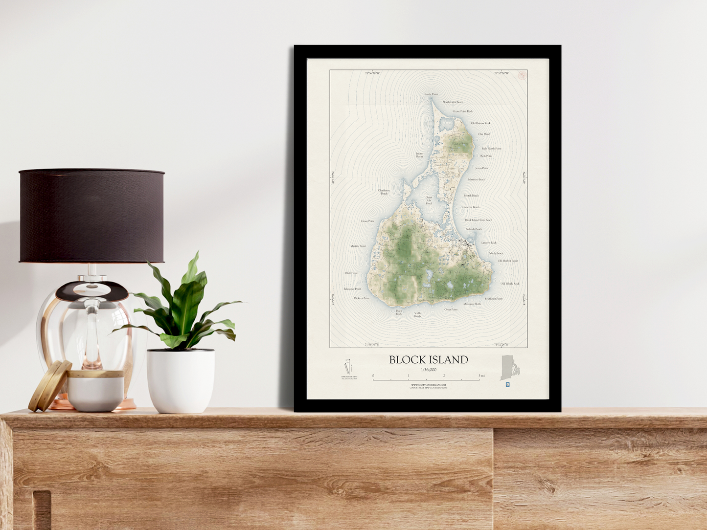 Block Island Rhode Island VINTAGE Map Art Print 0325