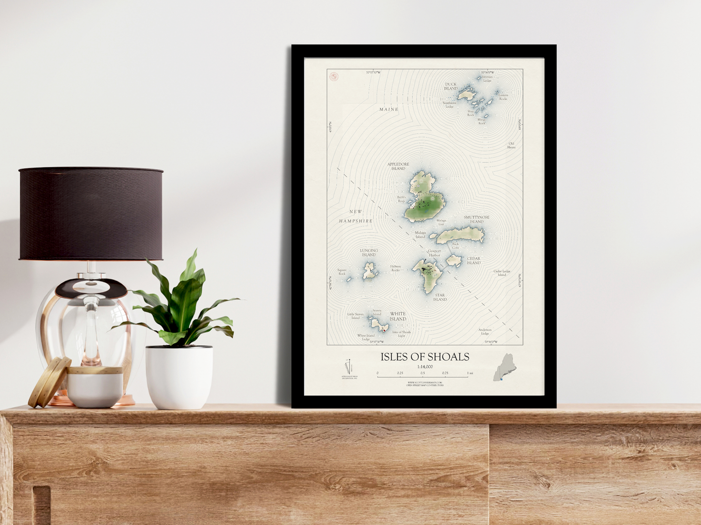Isles of Shoals New Hampshire VINTAGE Map Art Print 0325