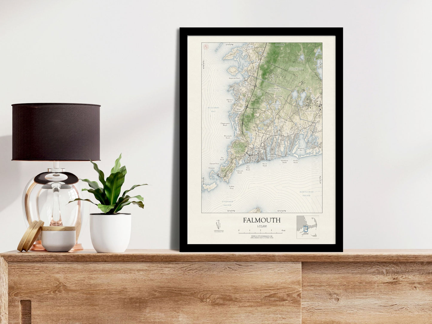 Falmouth Massachusetts Cape Cod VINTAGE Map Art Print 0225