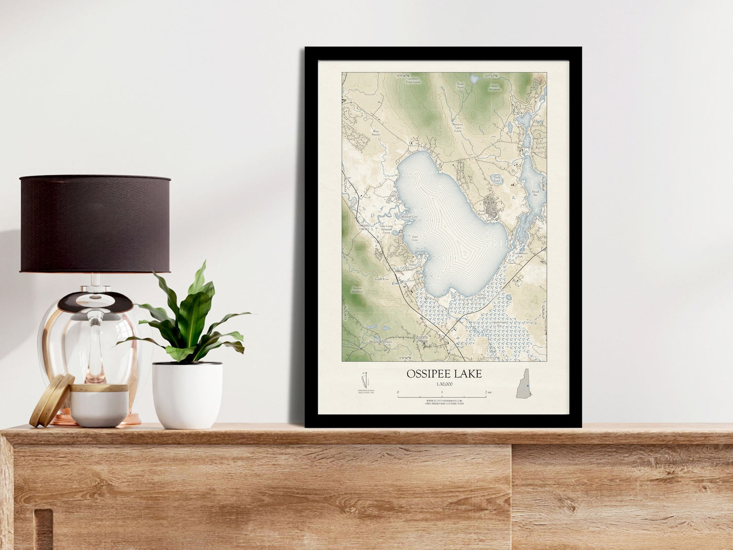 Ossipee Lake New Hampshire VINTAGE Map Art Print 0225
