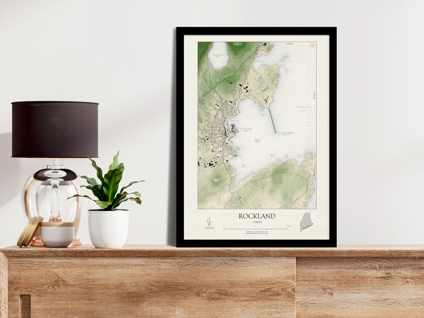 Rockland Maine VINTAGE Map Art Print 0425