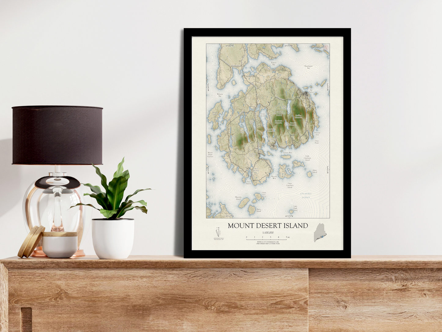 Mount Desert Island Maine VINTAGE Map Art Print 0425