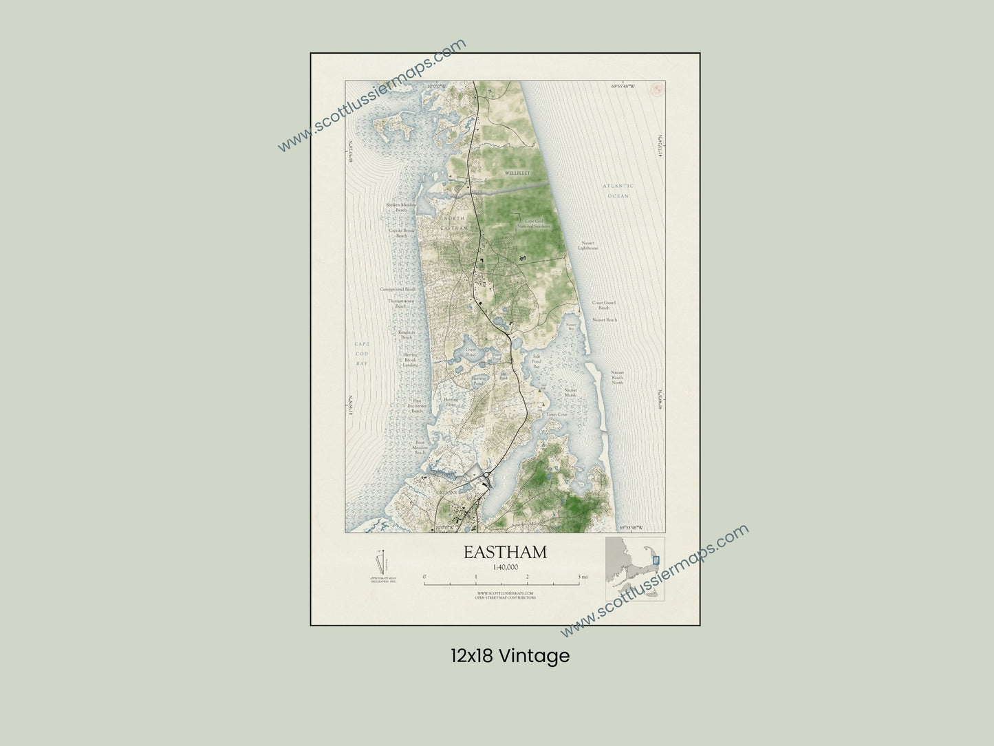 Eastham Massachusetts Cape Cod VINTAGE Map Art Print 0225