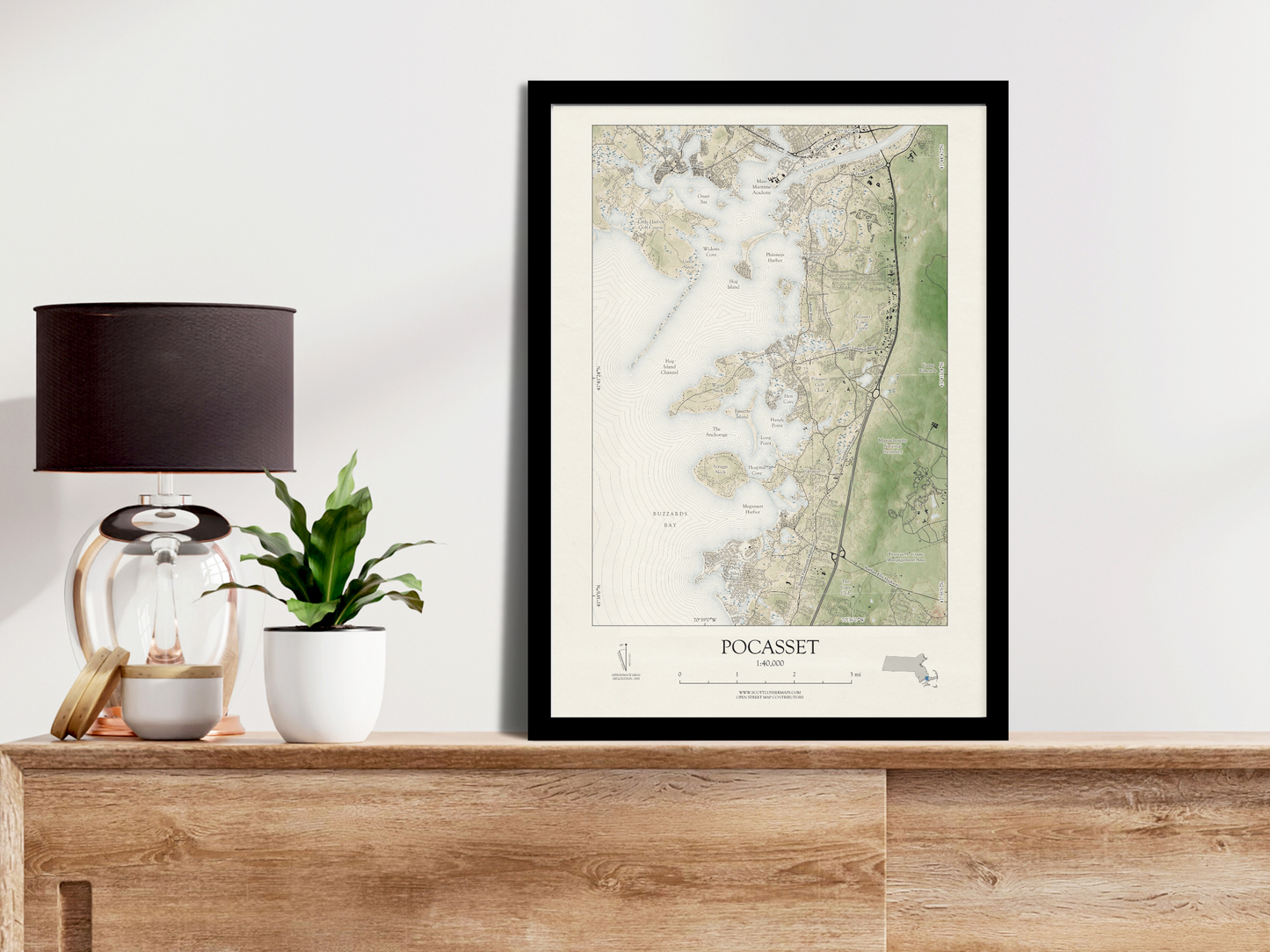 Pocasset Mass Cape Cod VINTAGE Map Art Print