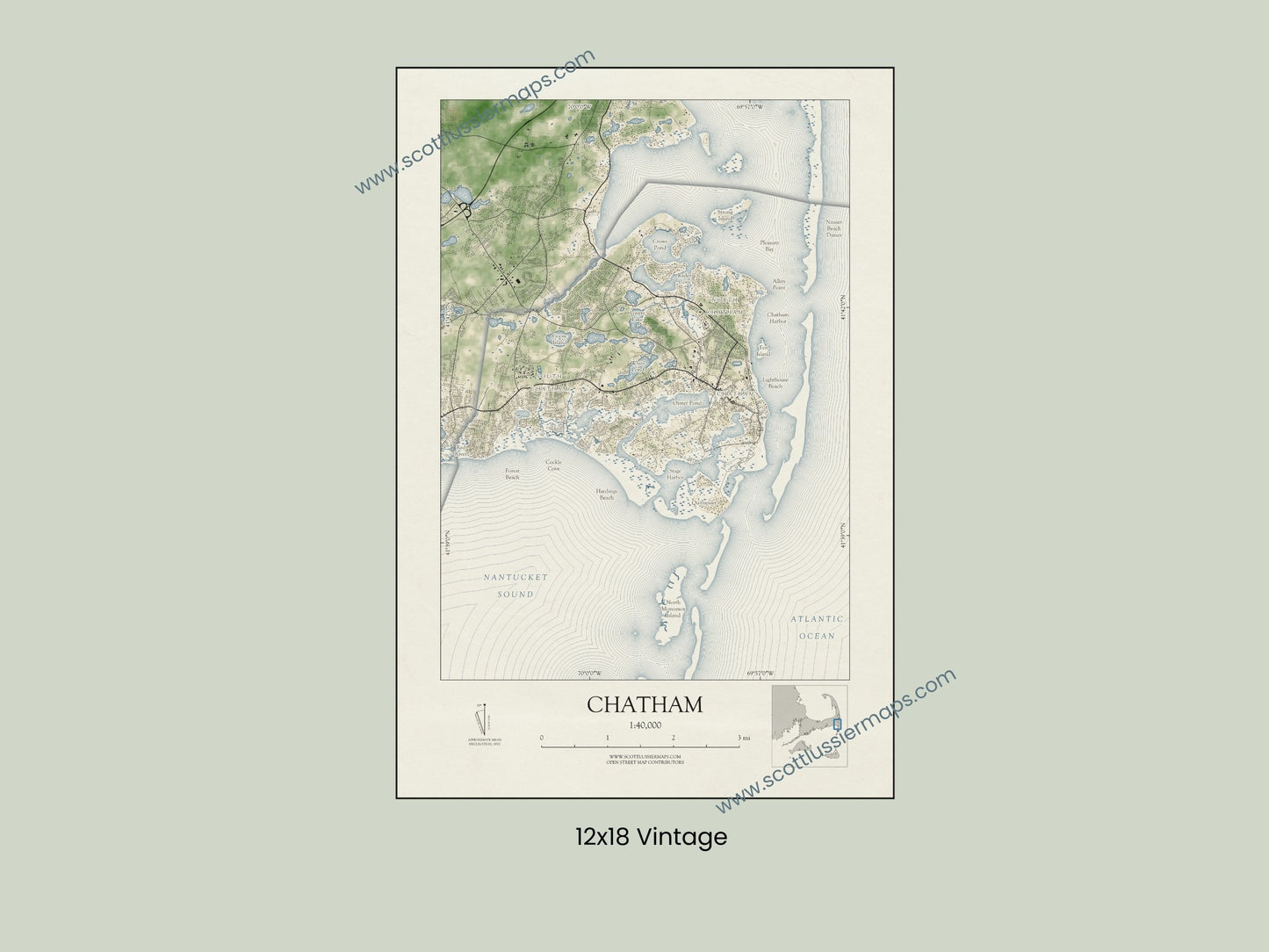 Chatham Massachusetts Cape Cod VINTAGE Map Art Print 0225