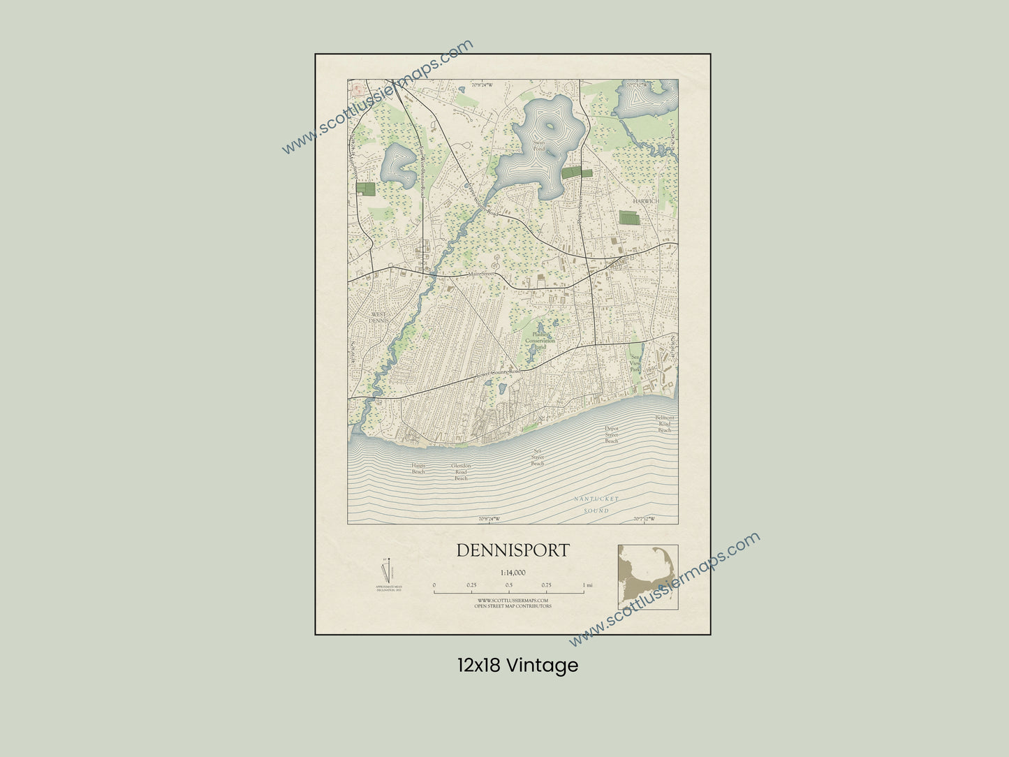 Dennisport Mass Cape Cod VINTAGE Map Art Print