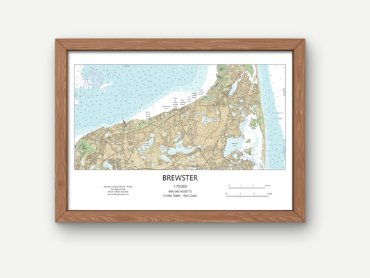 Brewster Cape Cod MA Map Art Print Chart Style