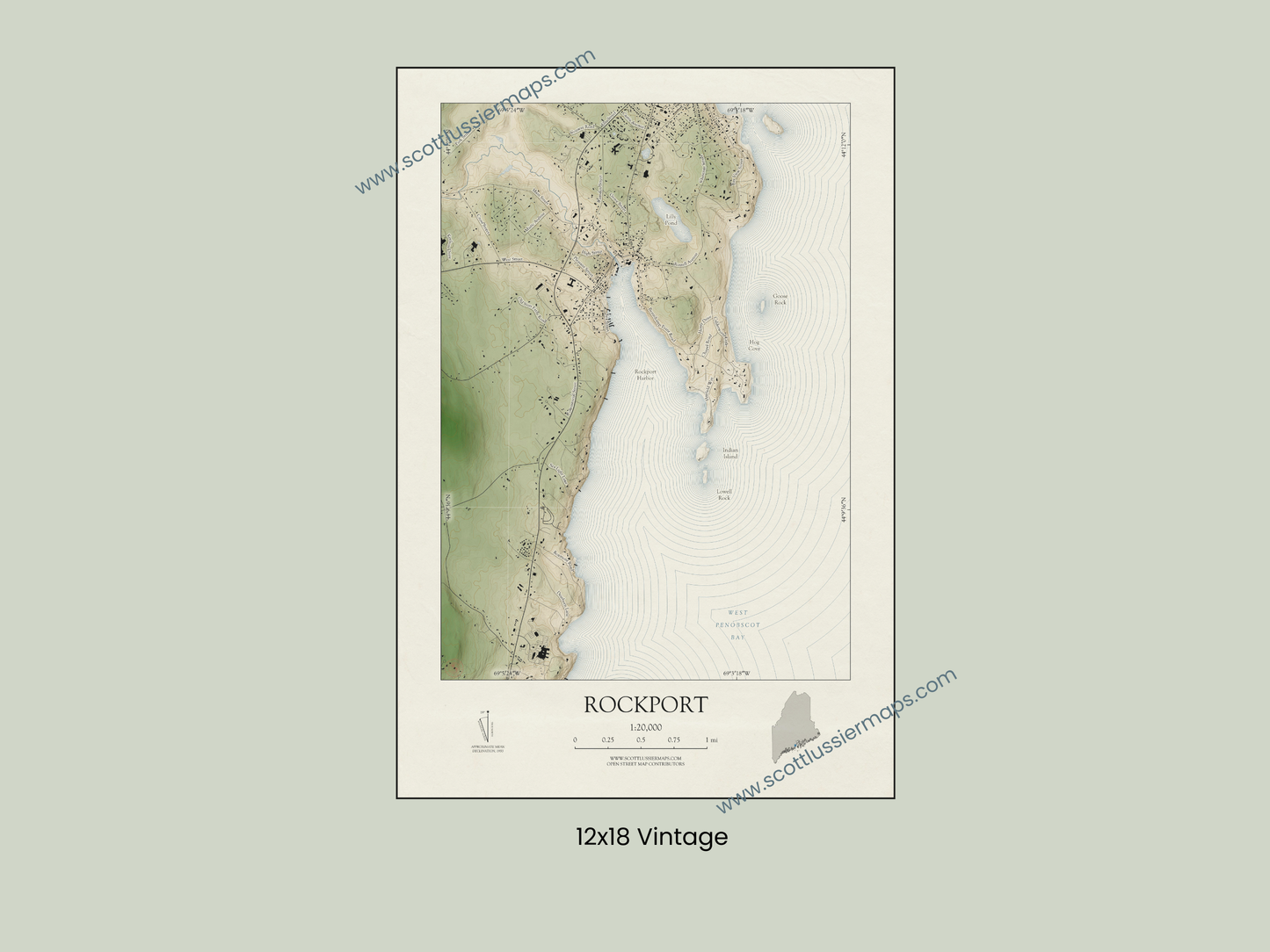 Rockport Maine VINTAGE Map Art Print 0425