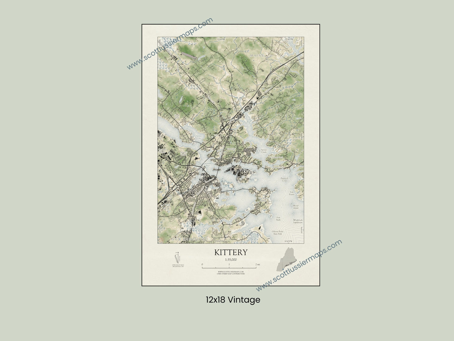 Kittery Maine VINTAGE Map Art Print 0225