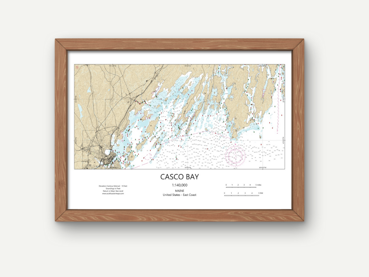 Casco Bay Maine CHART Map Art Print 0325