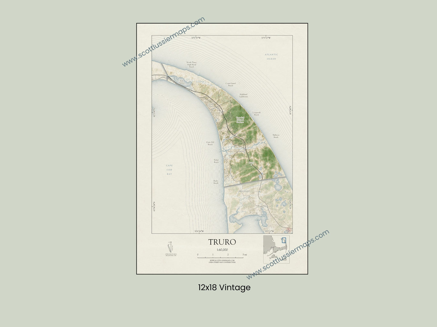 Truro Mass Cape Cod VINTAGE Map Art Print 0225