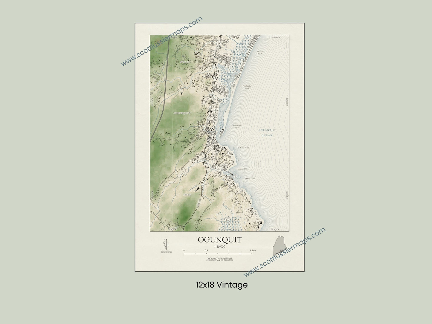 Ogunquit Maine VINTAGE Map Art Print 0225
