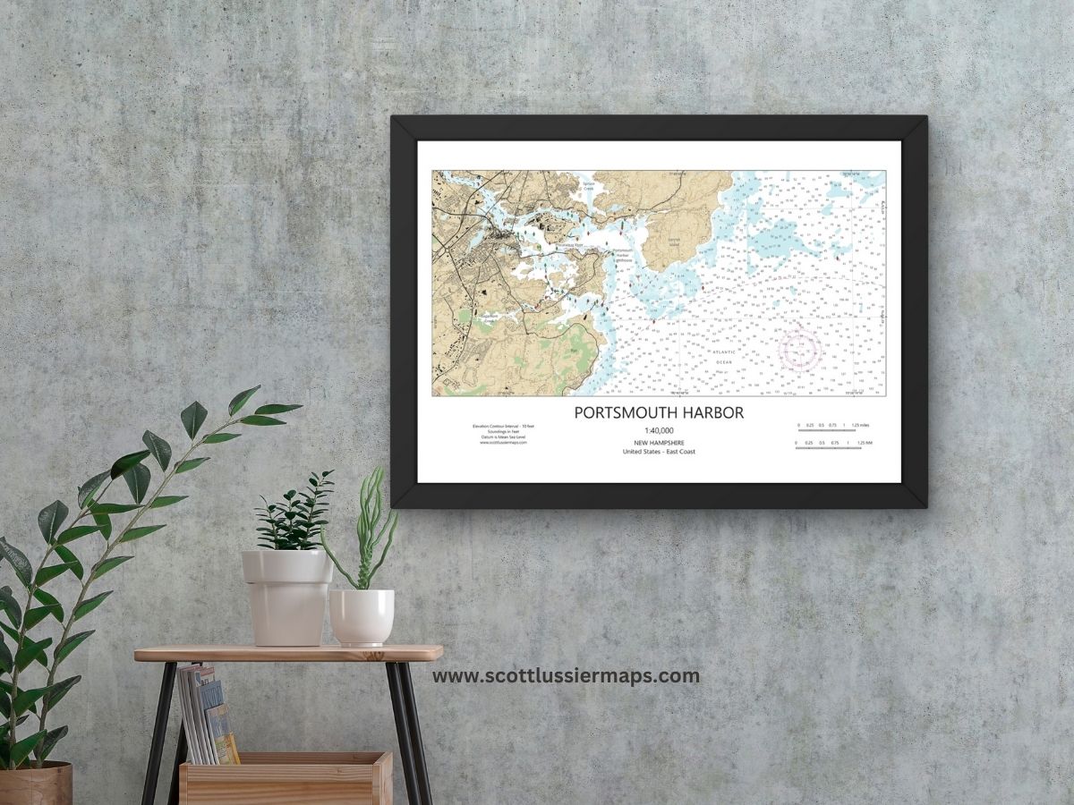 Portsmouth Harbor New Hampshire CHART Map Art Print