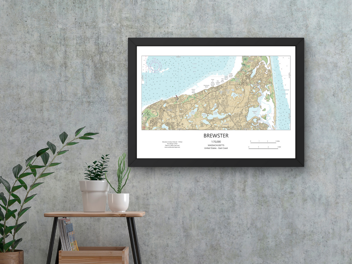 Brewster Cape Cod MA Map Art Print Chart Style