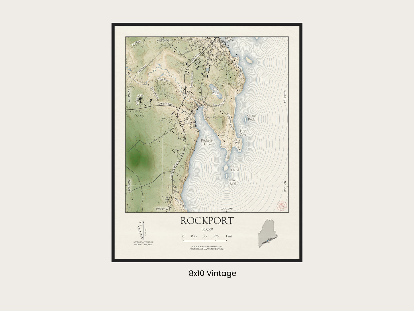 Rockport Maine VINTAGE Map Art Print 0425