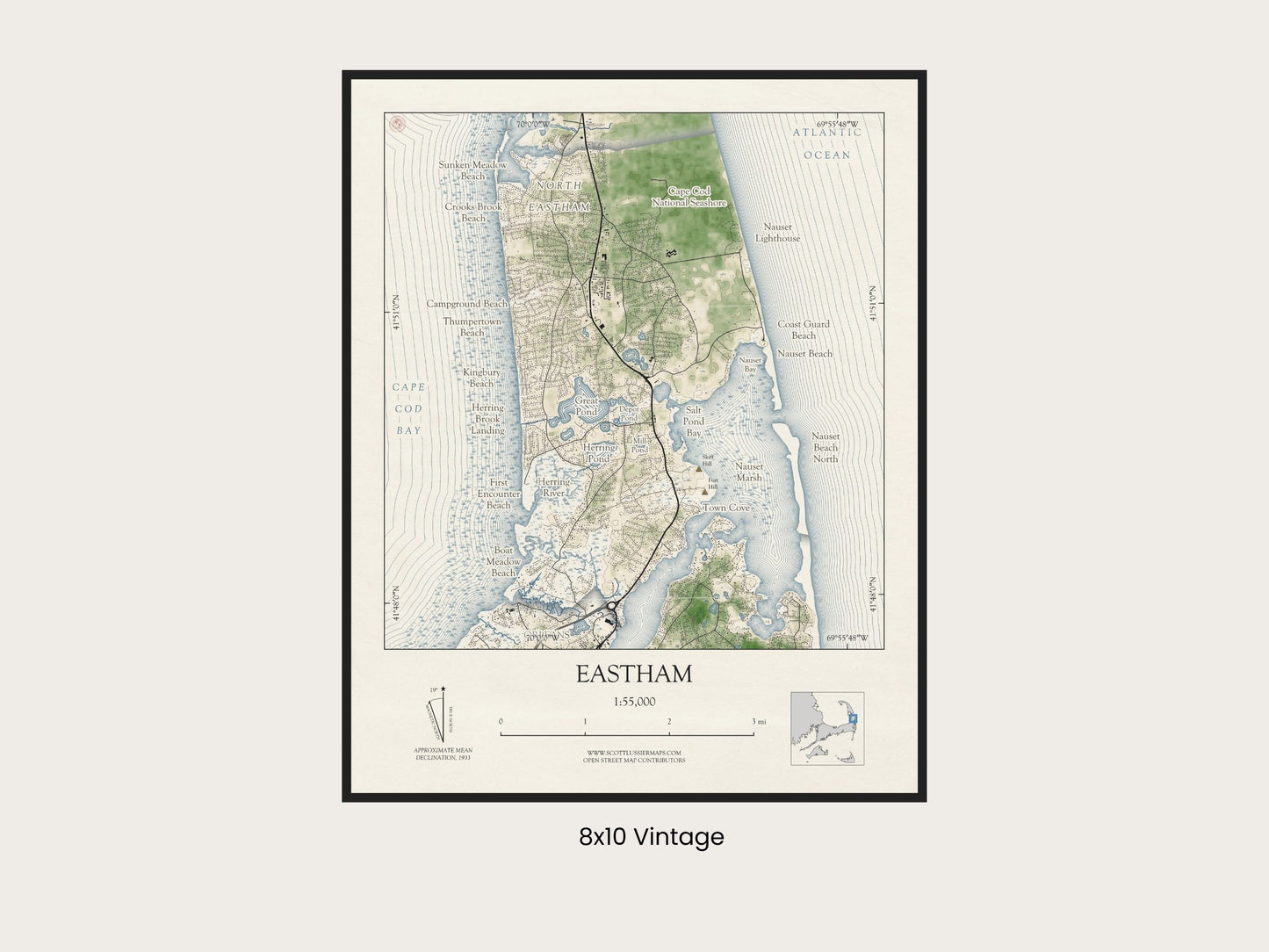 Eastham Massachusetts Cape Cod VINTAGE Map Art Print 0225
