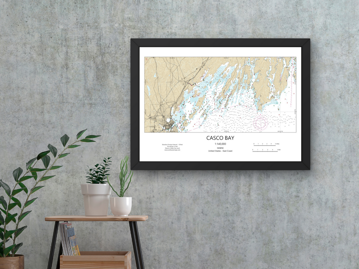 Casco Bay Maine CHART Map Art Print 0325