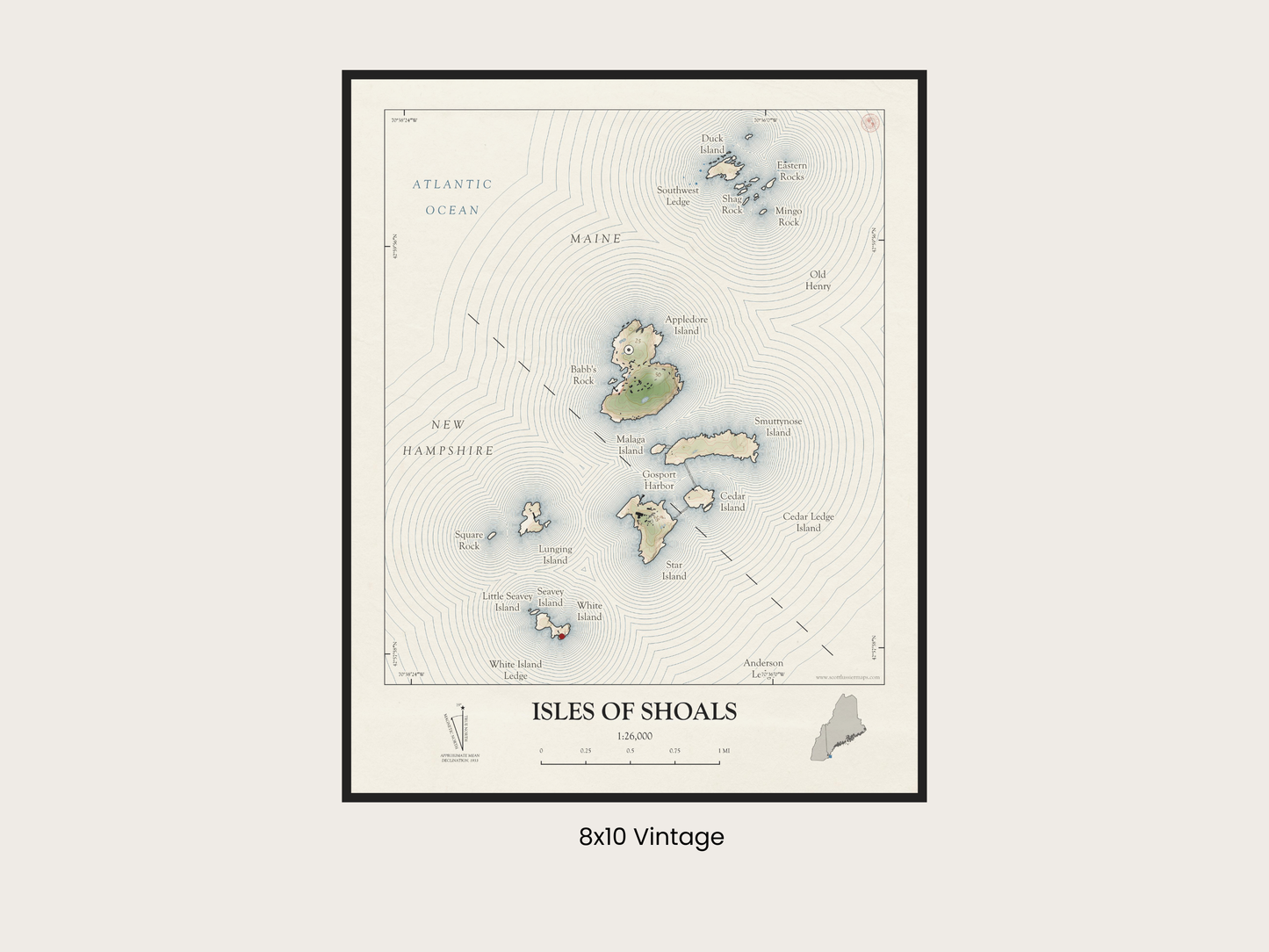Isles of Shoals New Hampshire VINTAGE Map Art Print 0325