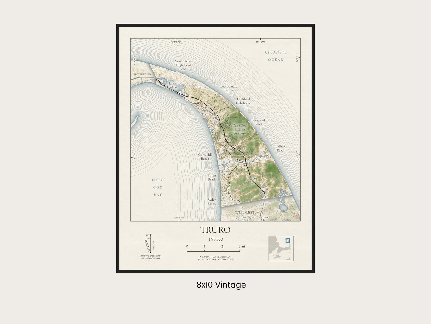 Truro Mass Cape Cod VINTAGE Map Art Print 0225
