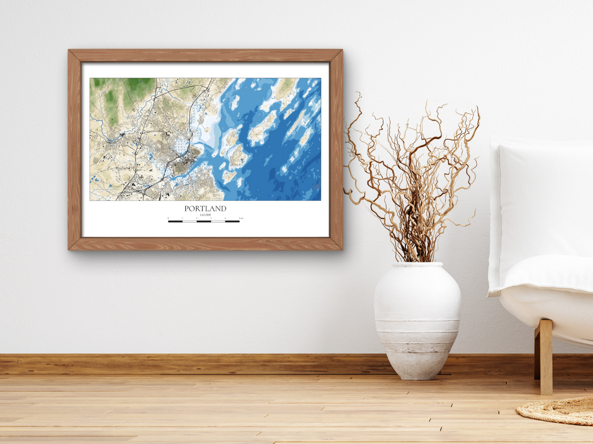 Portland Maine COASTAL Map Art Print