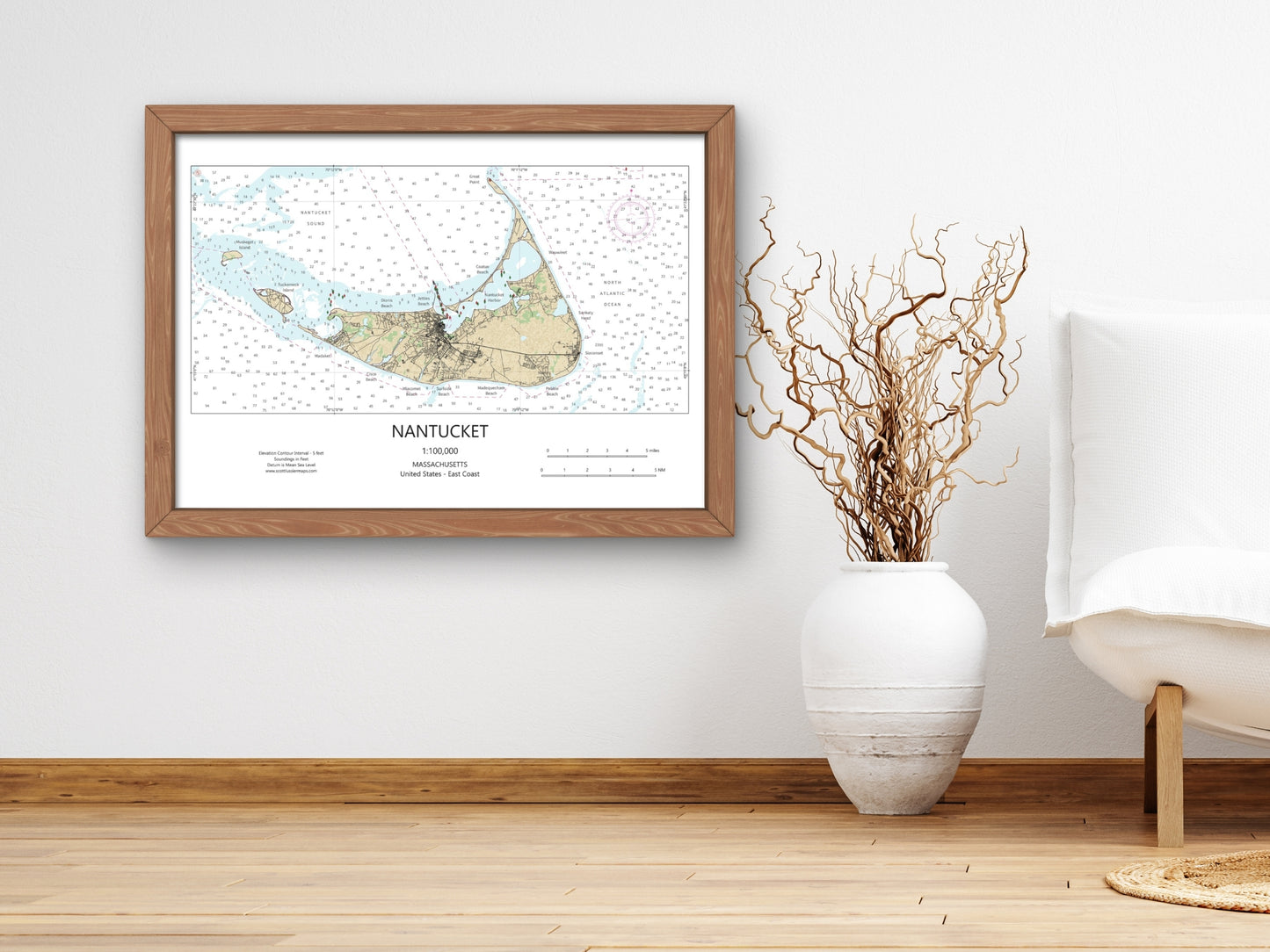 Nantucket Massachusetts Cape Cod CHART Map Art Print