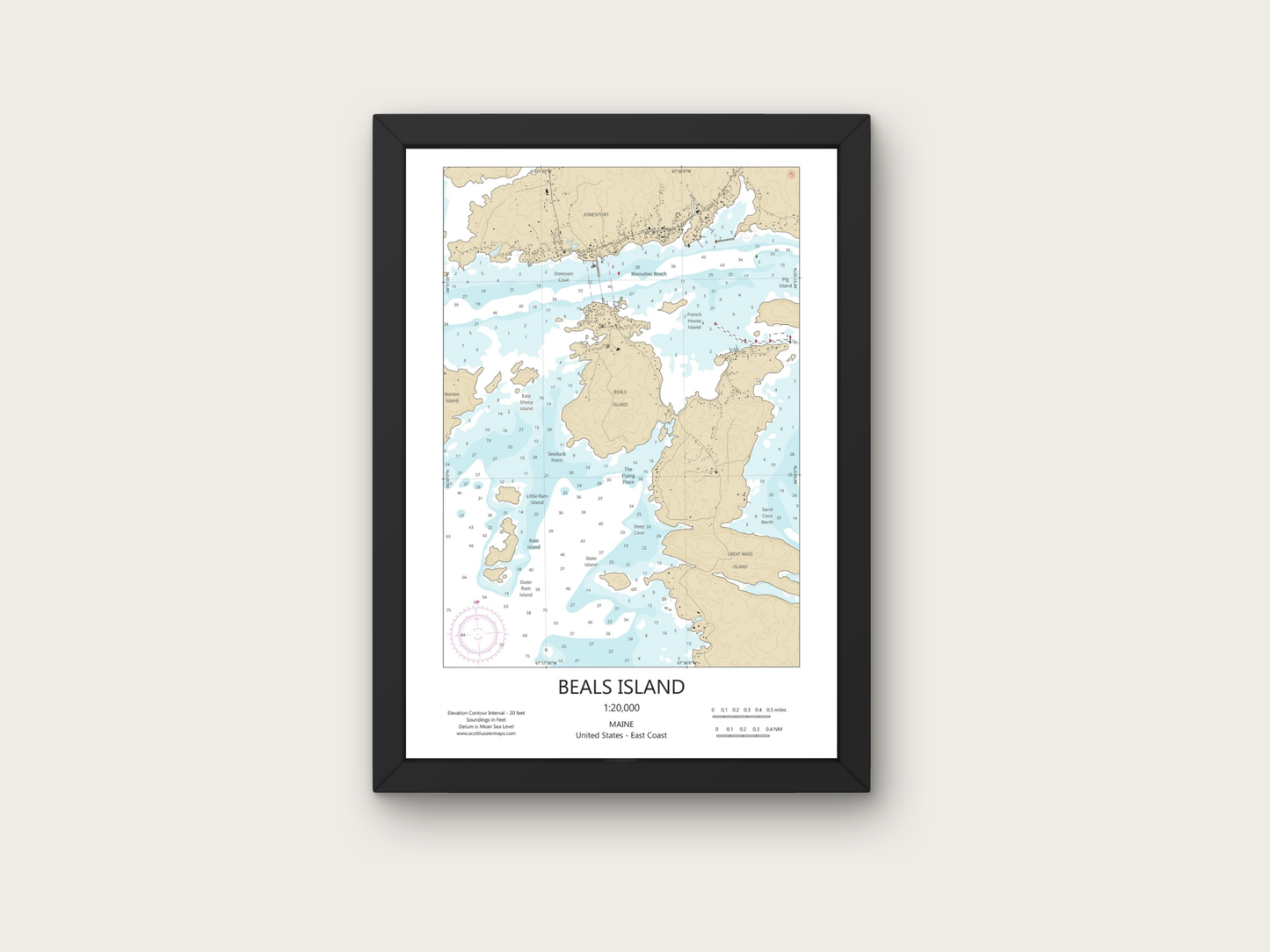 Beals Island Maine CHART Map Art Print