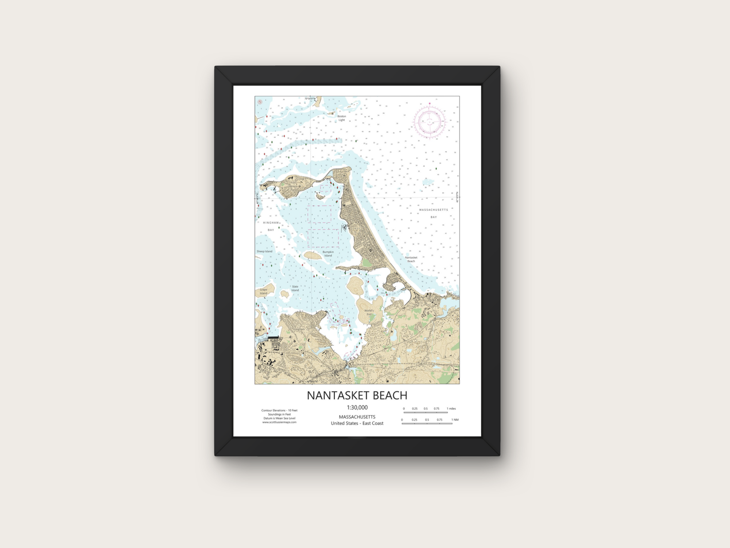 Nantasket Beach Massachusetts CHART Map Art Print 0325
