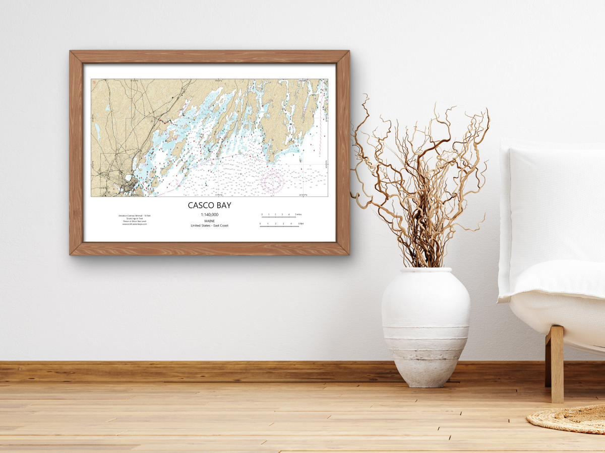 Casco Bay Maine CHART Map Art Print 0325