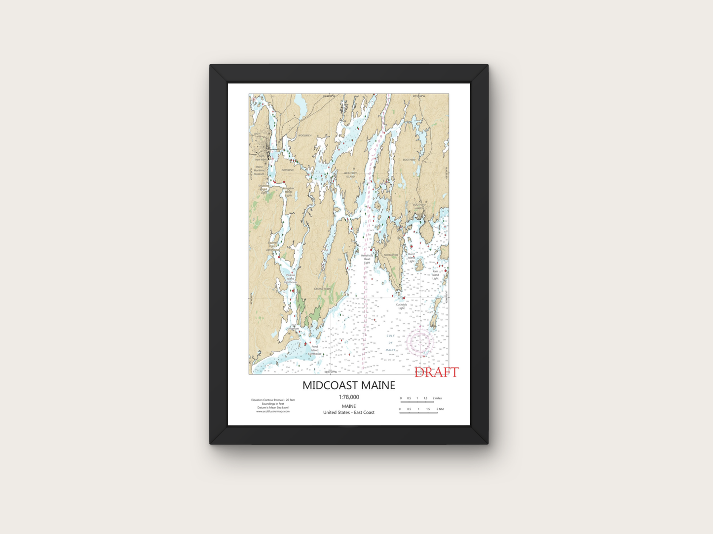 Midcoast Maine CHART Map Art Print 0425