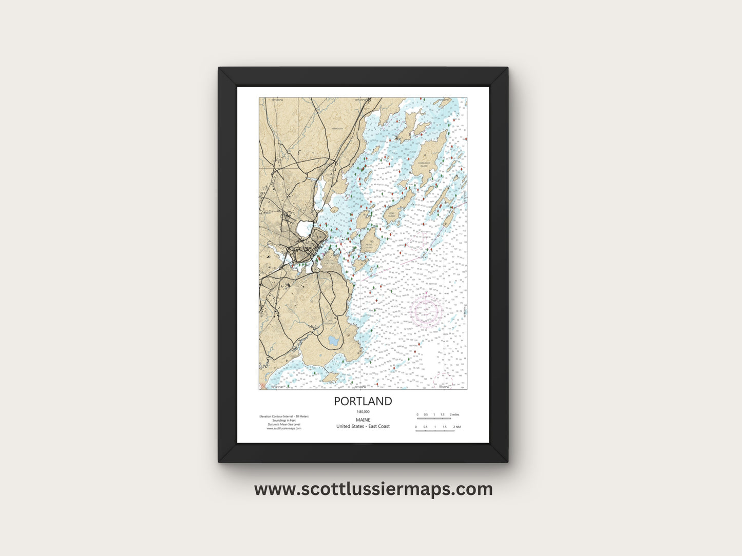Portland Maine CHART Map Art Print