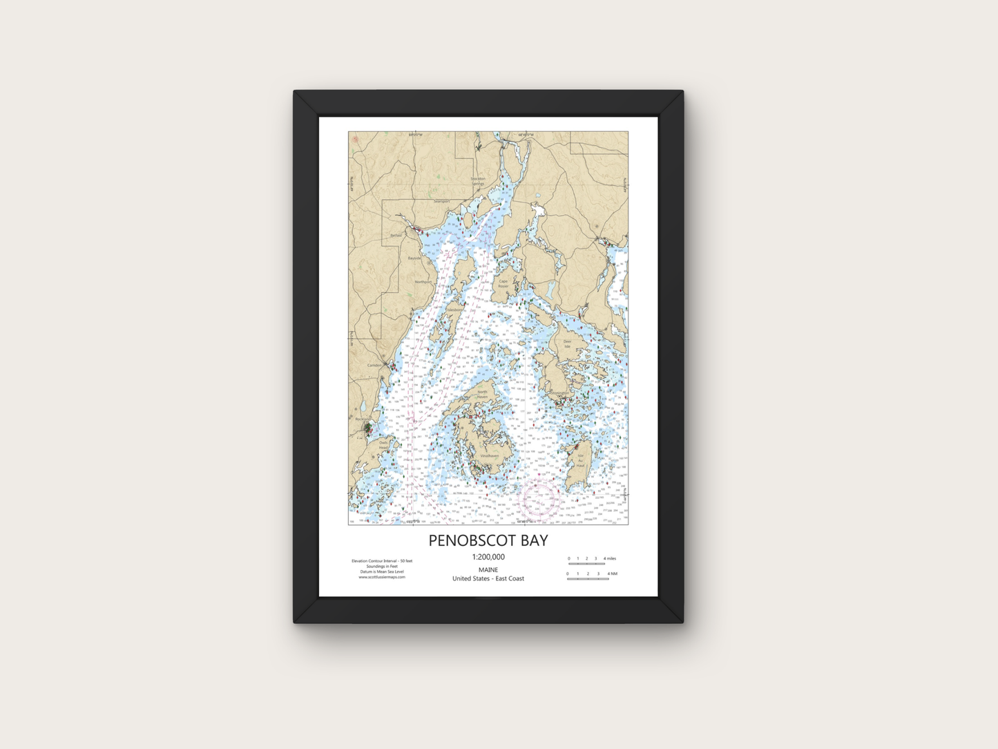 Penobscot Bay Maine CHART Map Art Print