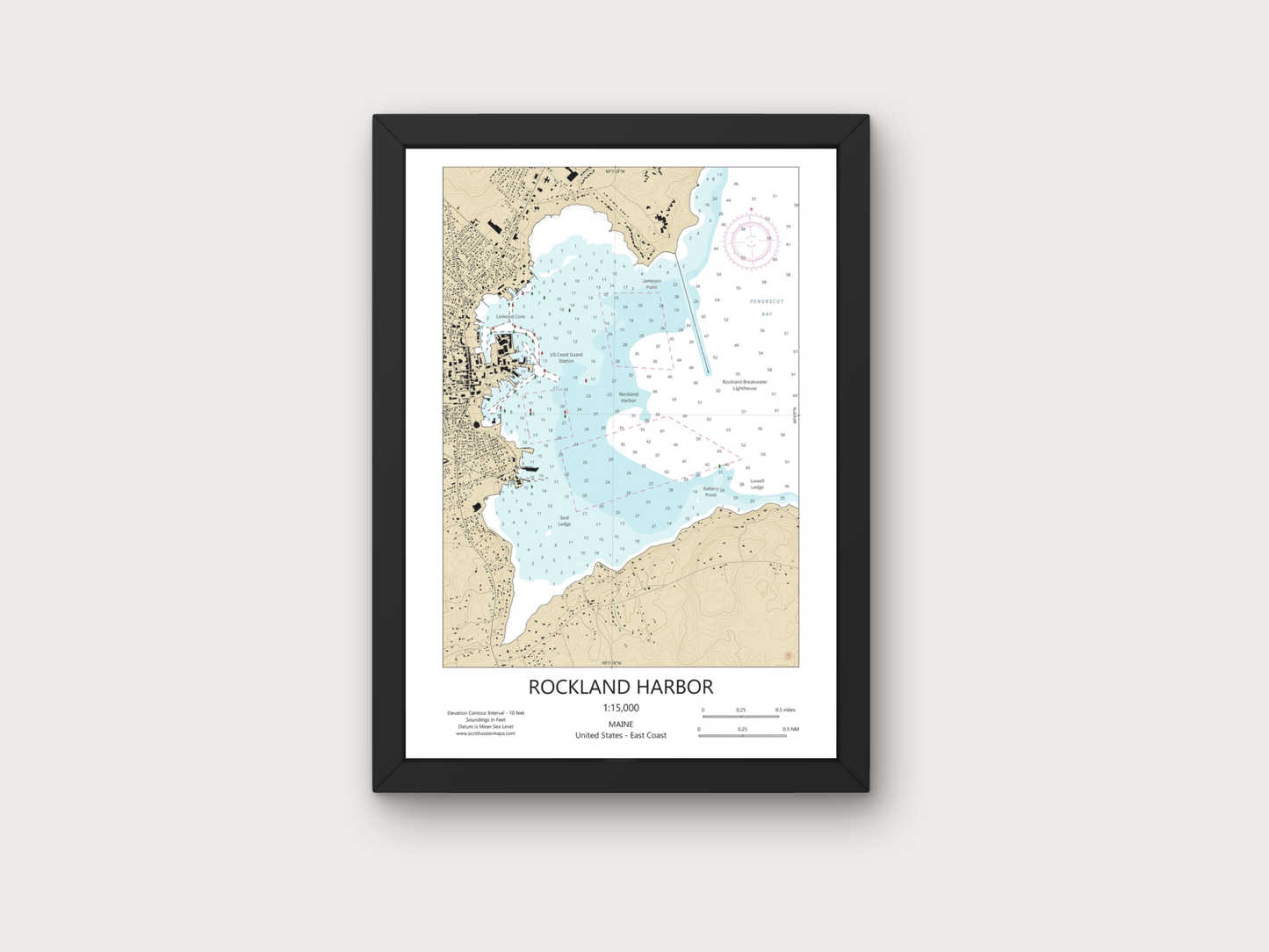 Rockland Maine CHART Map Art Print 0425