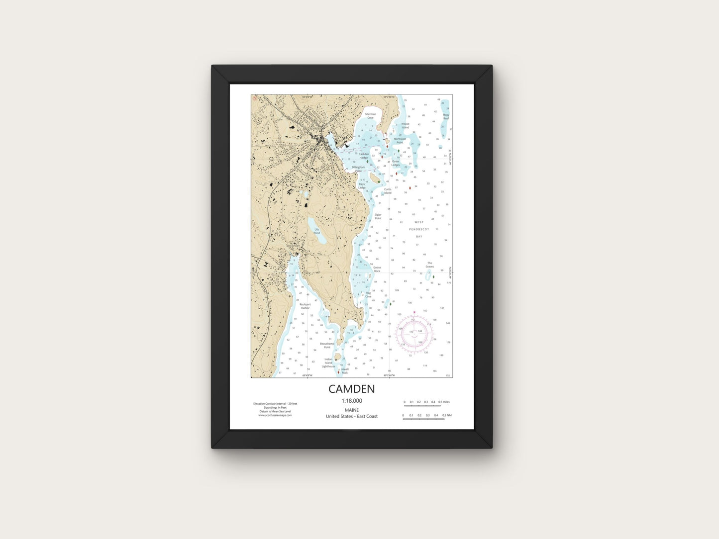 Camden Maine CHART Map Art Print 0225