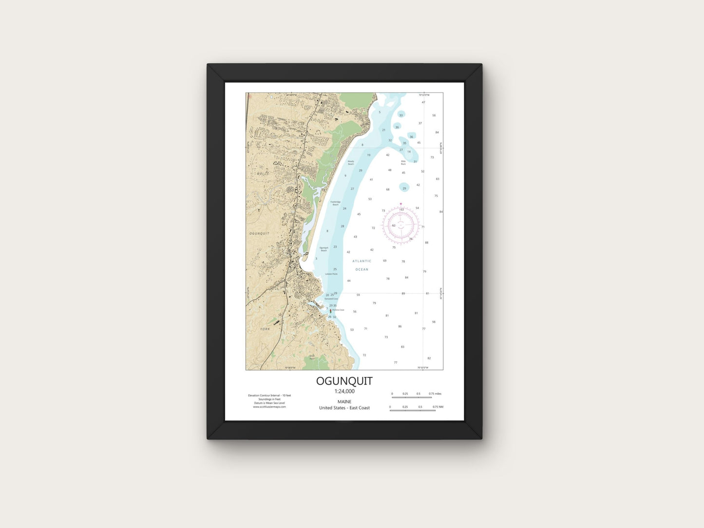 Ogunquit Maine CHART Map Art Print 0225
