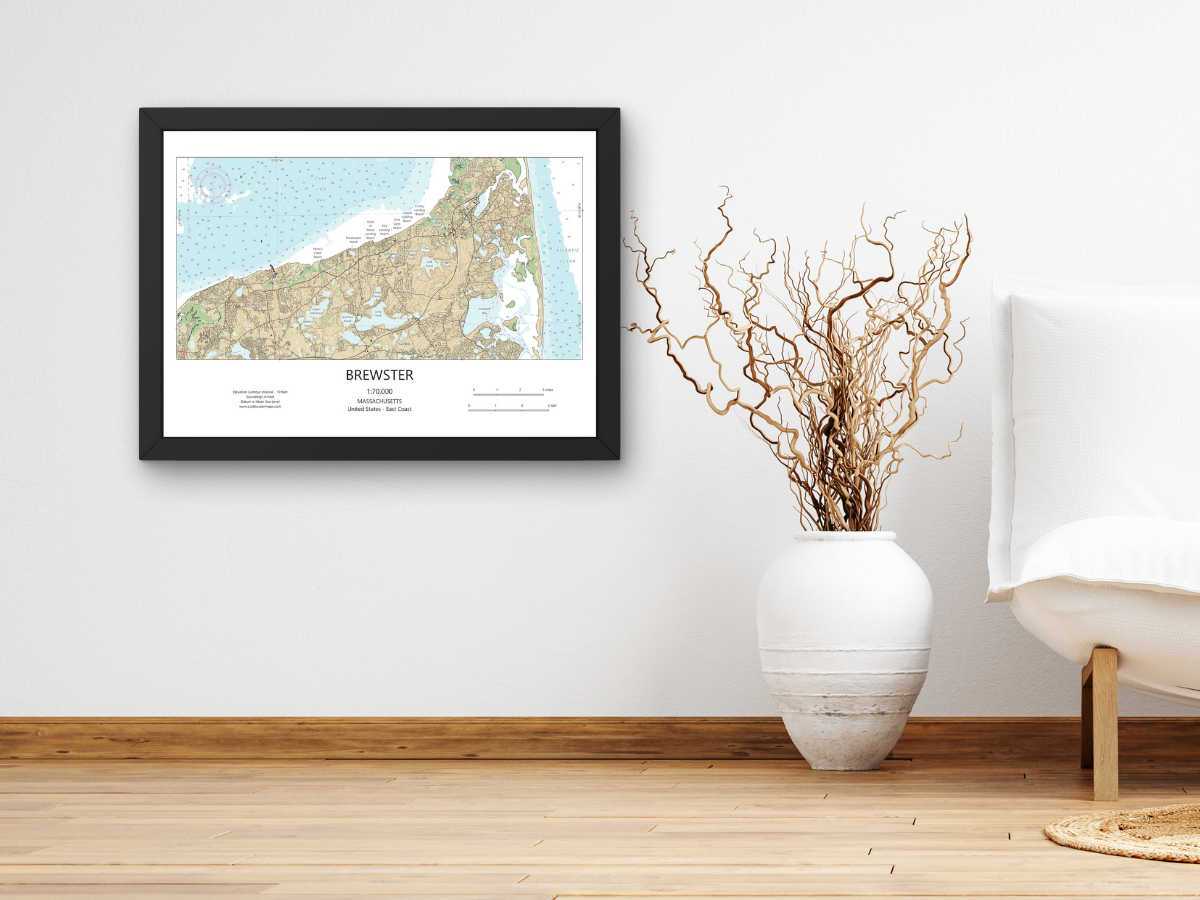 Brewster Cape Cod MA Map Art Print Chart Style