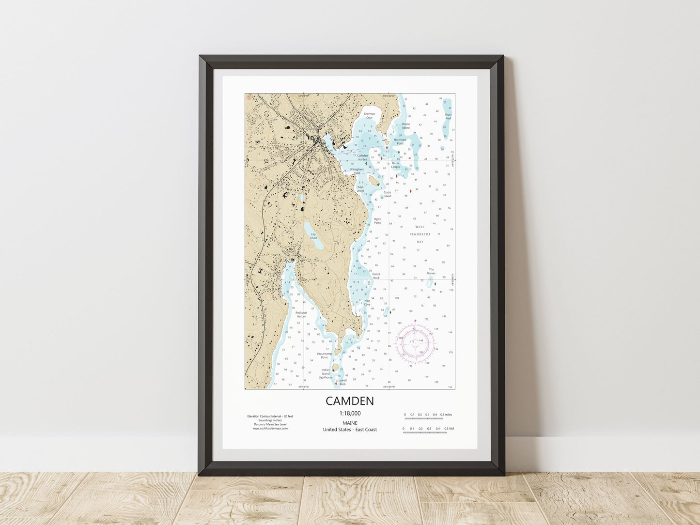 Camden Maine CHART Map Art Print 0225
