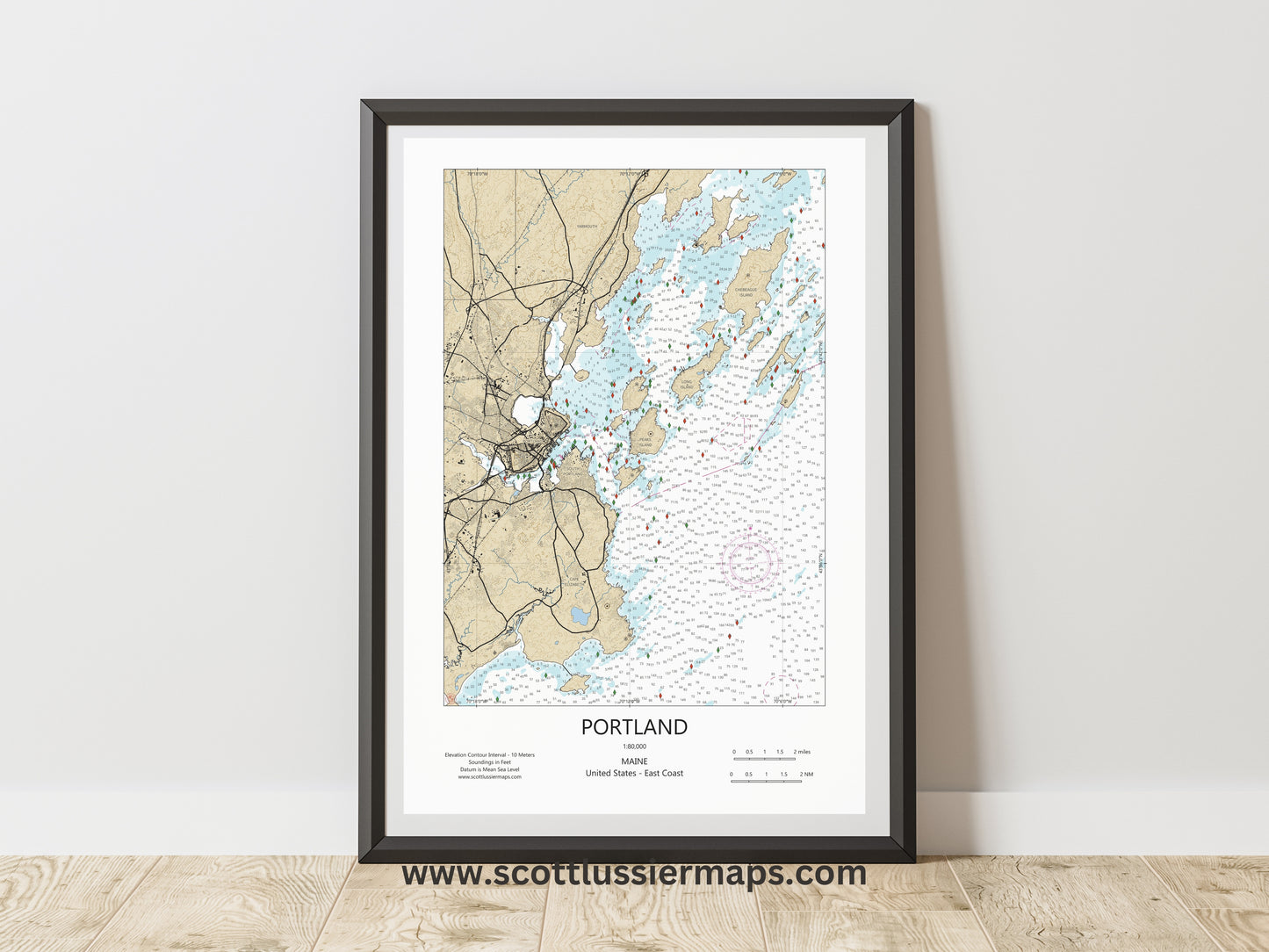 Portland Maine CHART Map Art Print