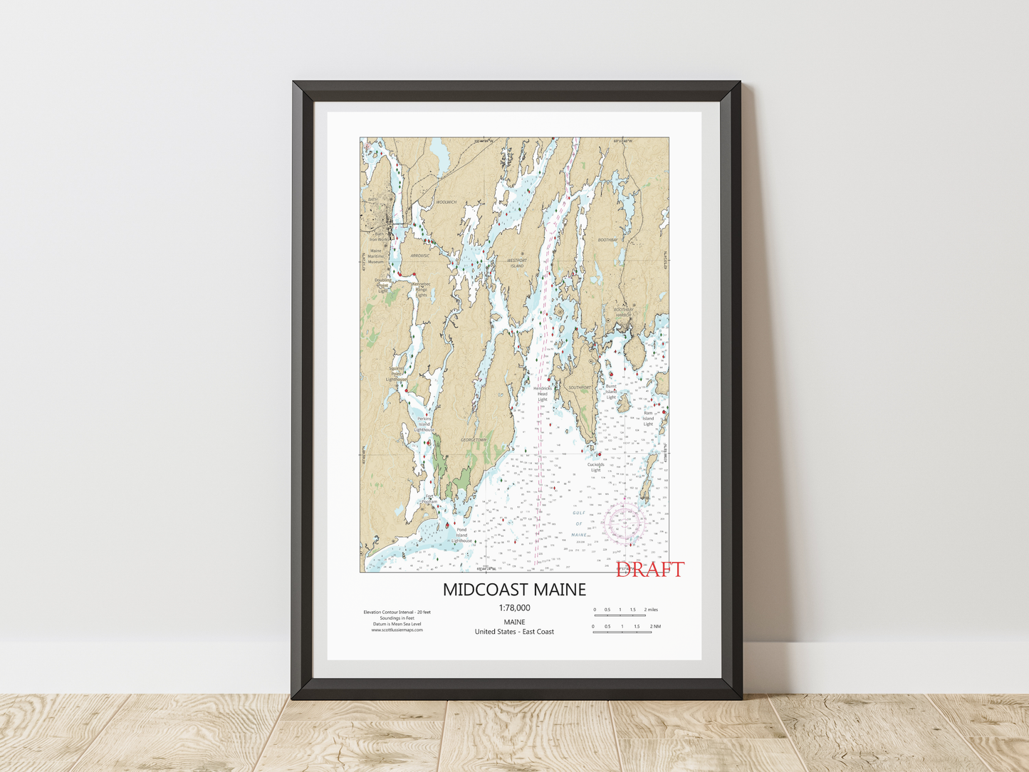 Midcoast Maine CHART Map Art Print 0425