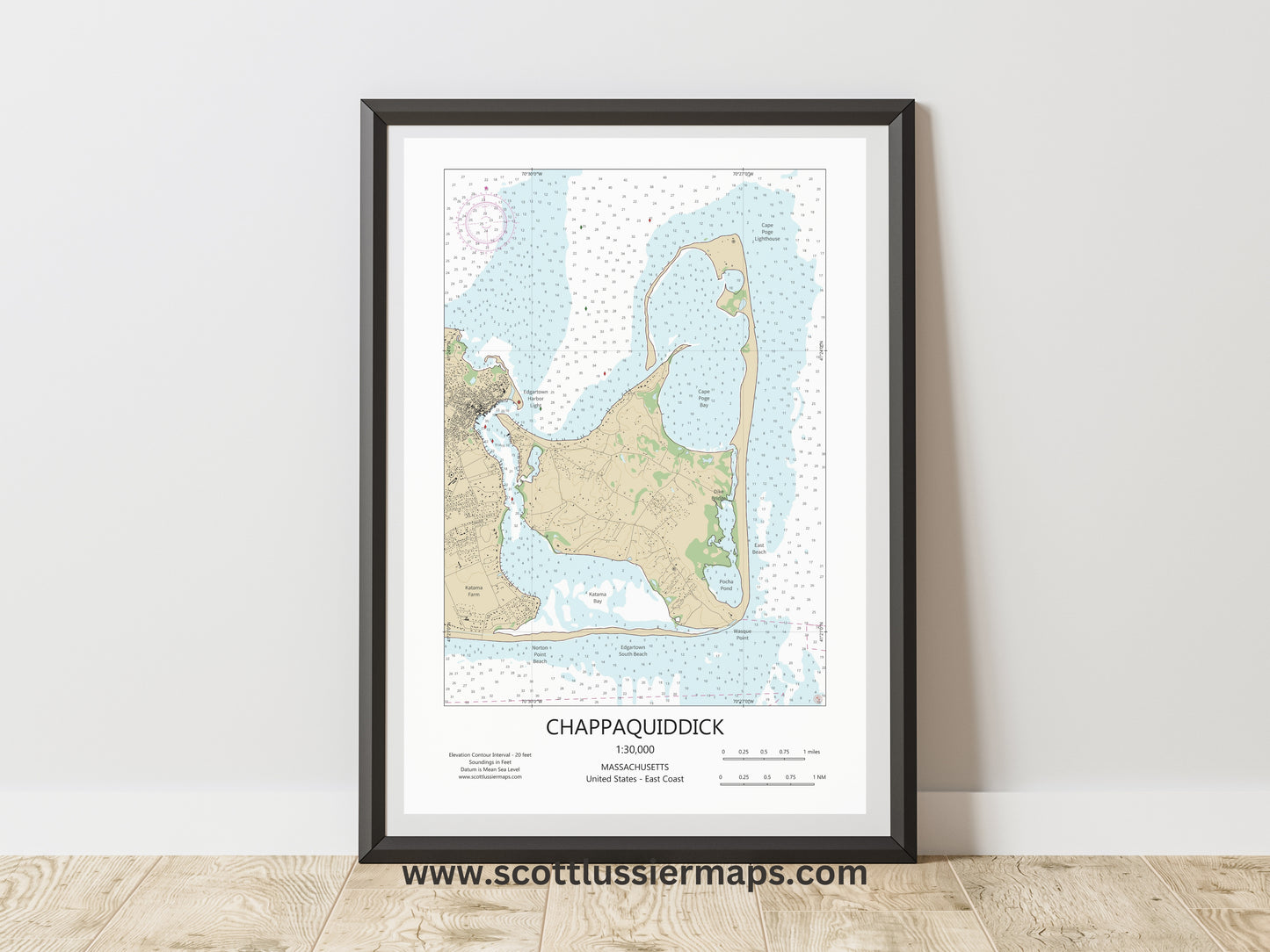 Chappaquiddick Martha’s Vineyard Massachusetts Cape Cod CHART Map Art Print