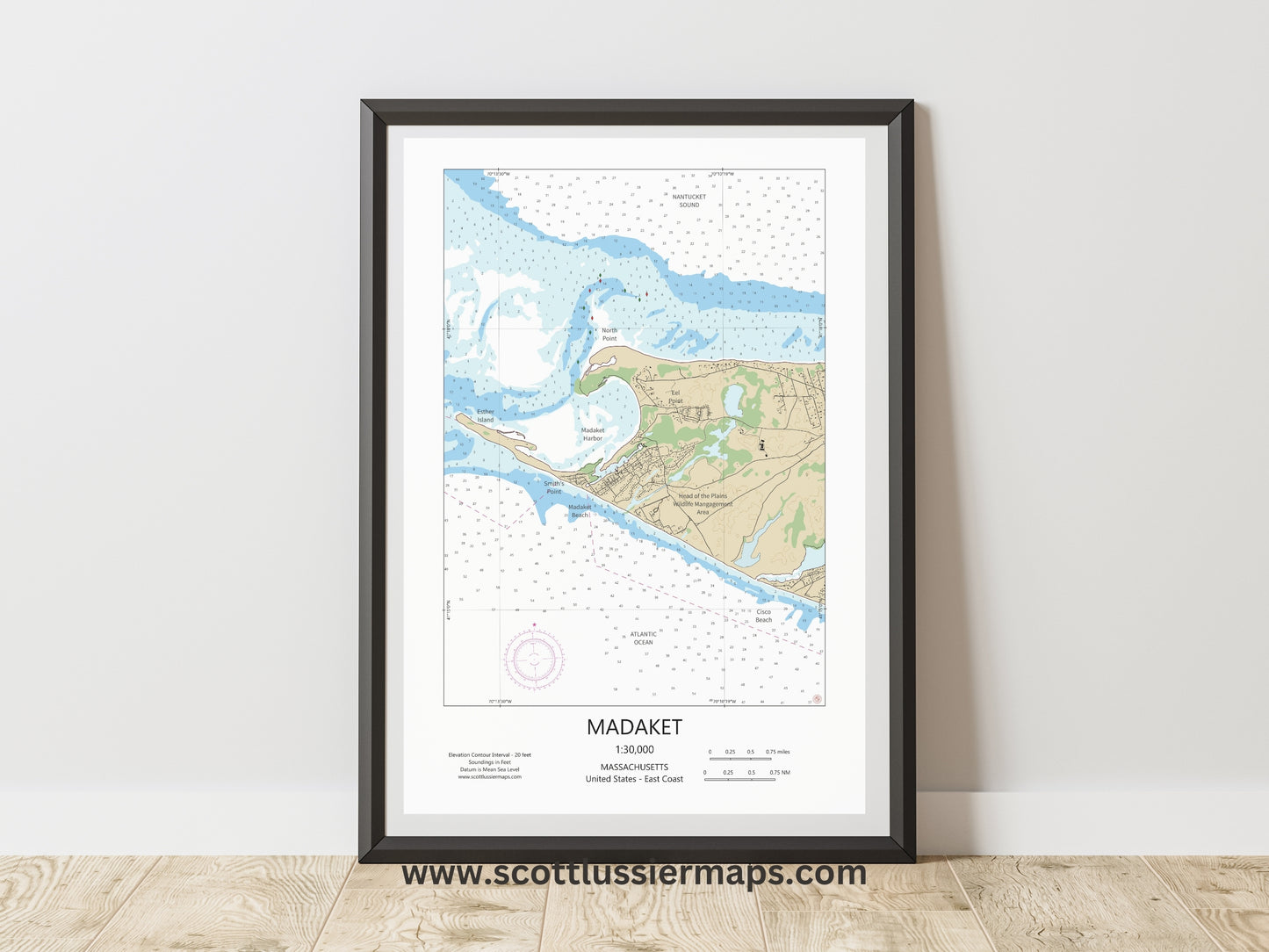 Madaket Nantucket Massachusetts Cape Cod CHART Map Art Print