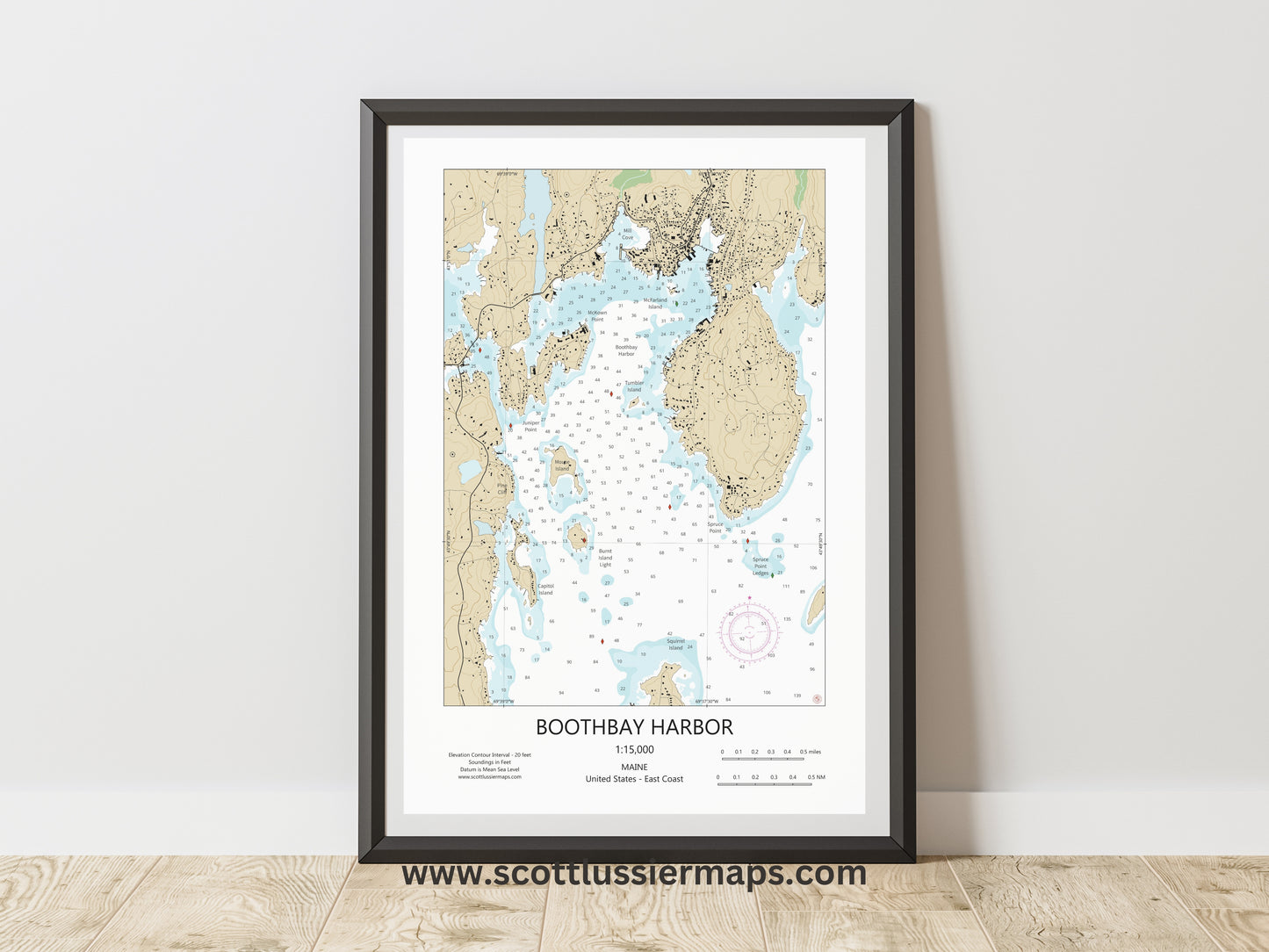 Boothbay Harbor Maine CHART Map Art Print 0325