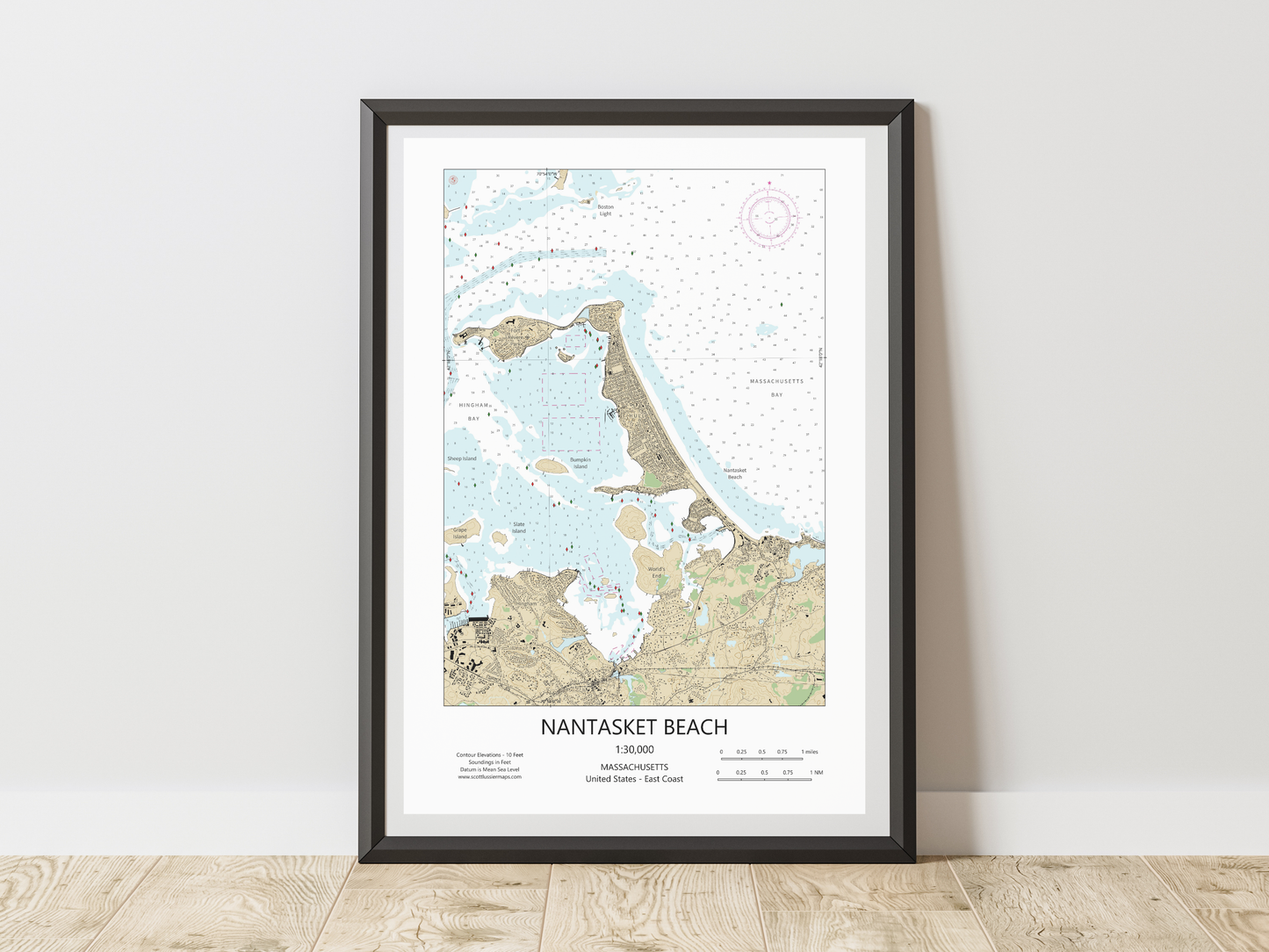 Nantasket Beach Massachusetts CHART Map Art Print 0325