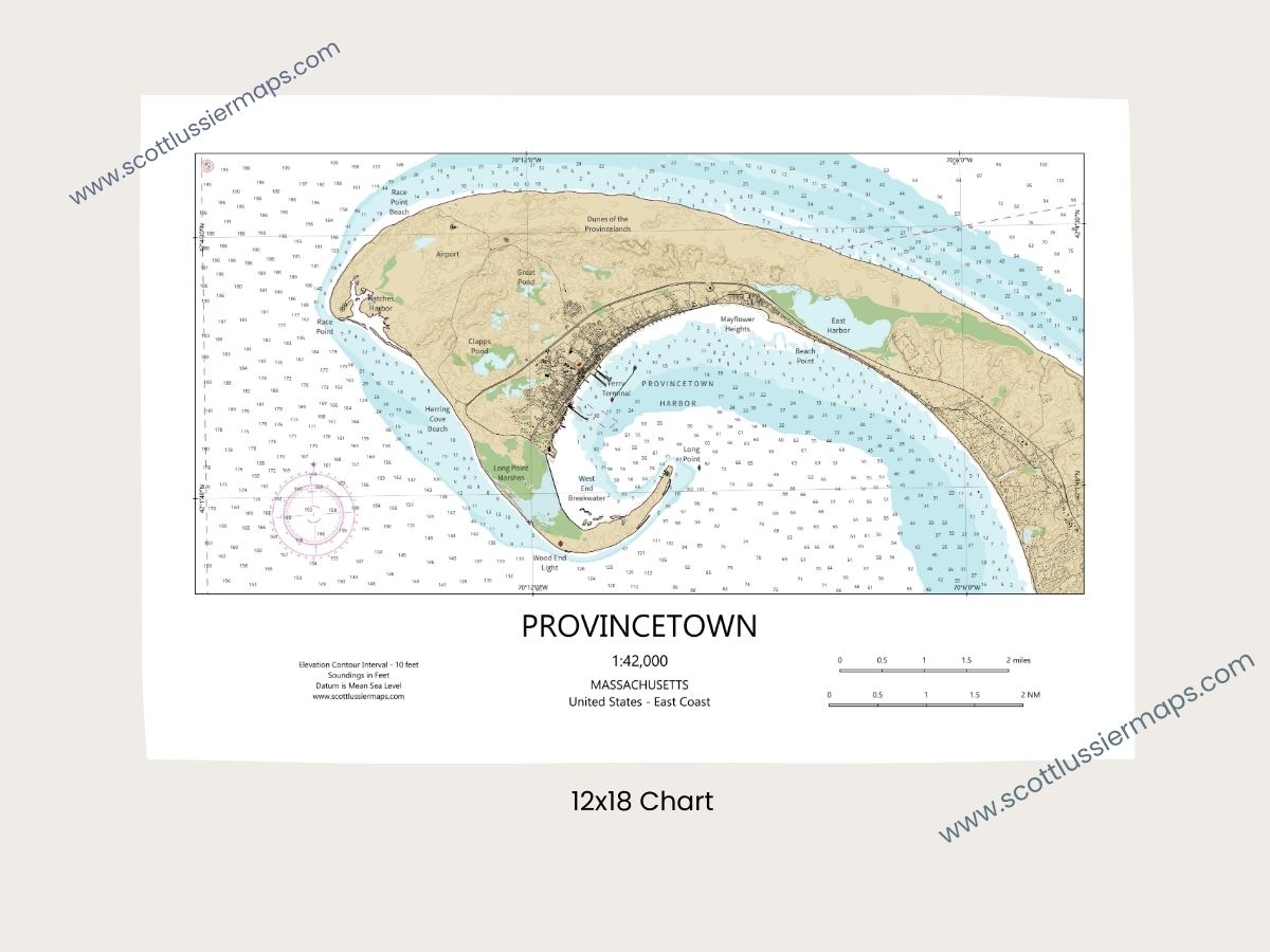 Provincetown Mass Cape Cod CHART Map Art Print 0225
