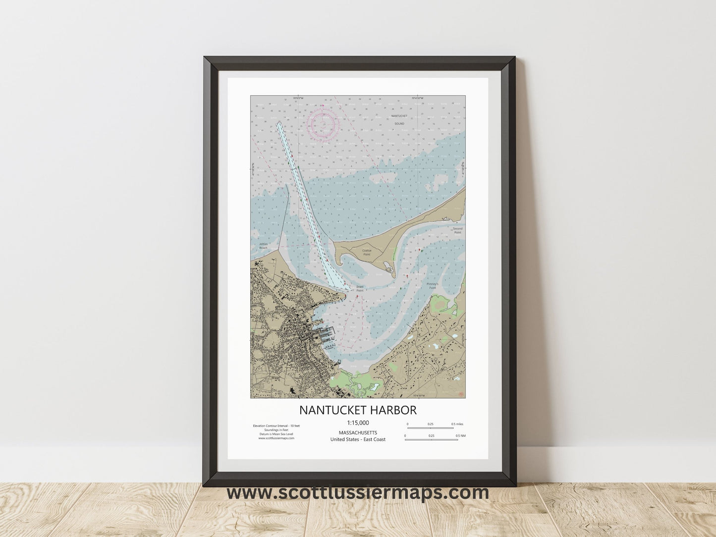 Nantucket Harbor Massachusetts Cape Cod CHART Map Art Print
