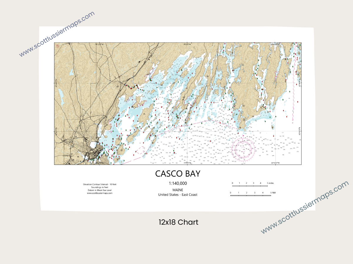Casco Bay Maine CHART Map Art Print 0325