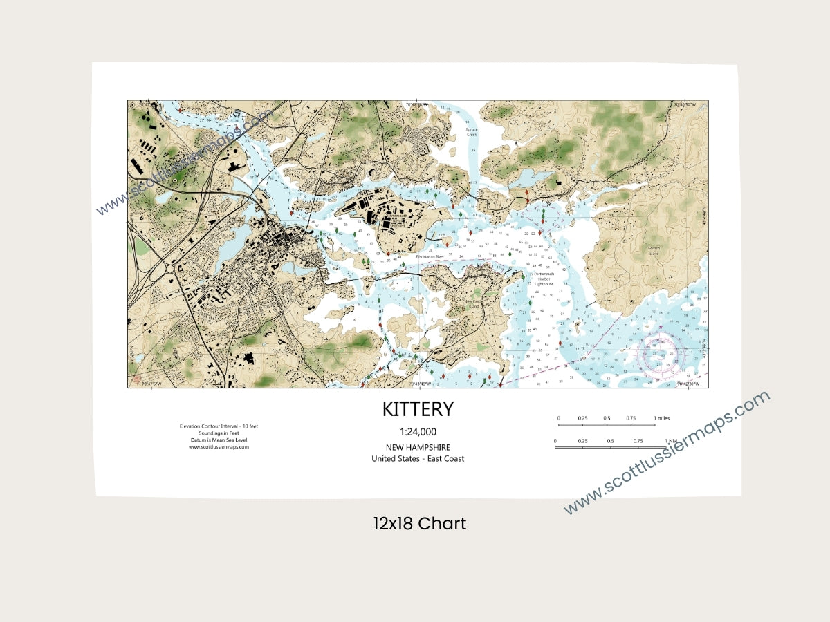 Kittery Maine CHART Map Art Print