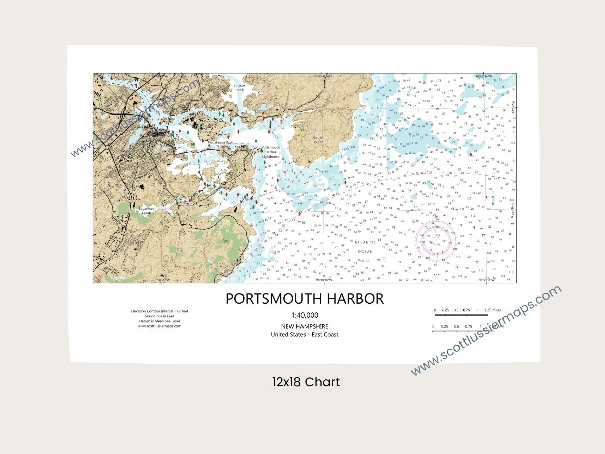 Portsmouth Harbor New Hampshire CHART Map Art Print