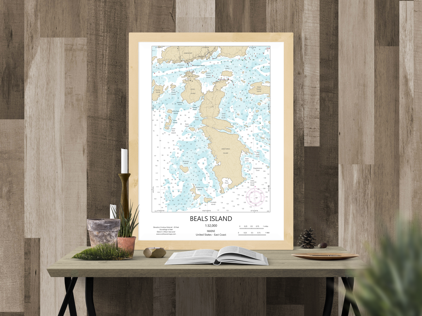 Beals Island Maine CHART Map Art Print